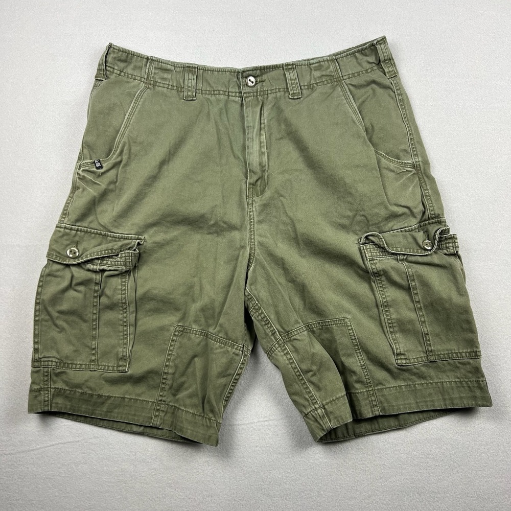 Rocawear Mens 38 Green Original Fit Cargo Shorts Multi Pocket Utility Y2K